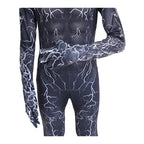 Costum Venom cu multe Fulgere pentru Copii, Set cu masca, Supererou, EvrikaUnity®, Premium Lycra 3D®, 4-5 ani, 120cm, Negru