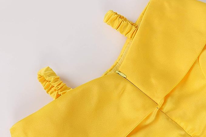 Rochie Belle pentru Copii, Set cu coronita si accesorii, Frumoasa si Bestia, Tesatura fina, 3-4 ani, 110, Galben
