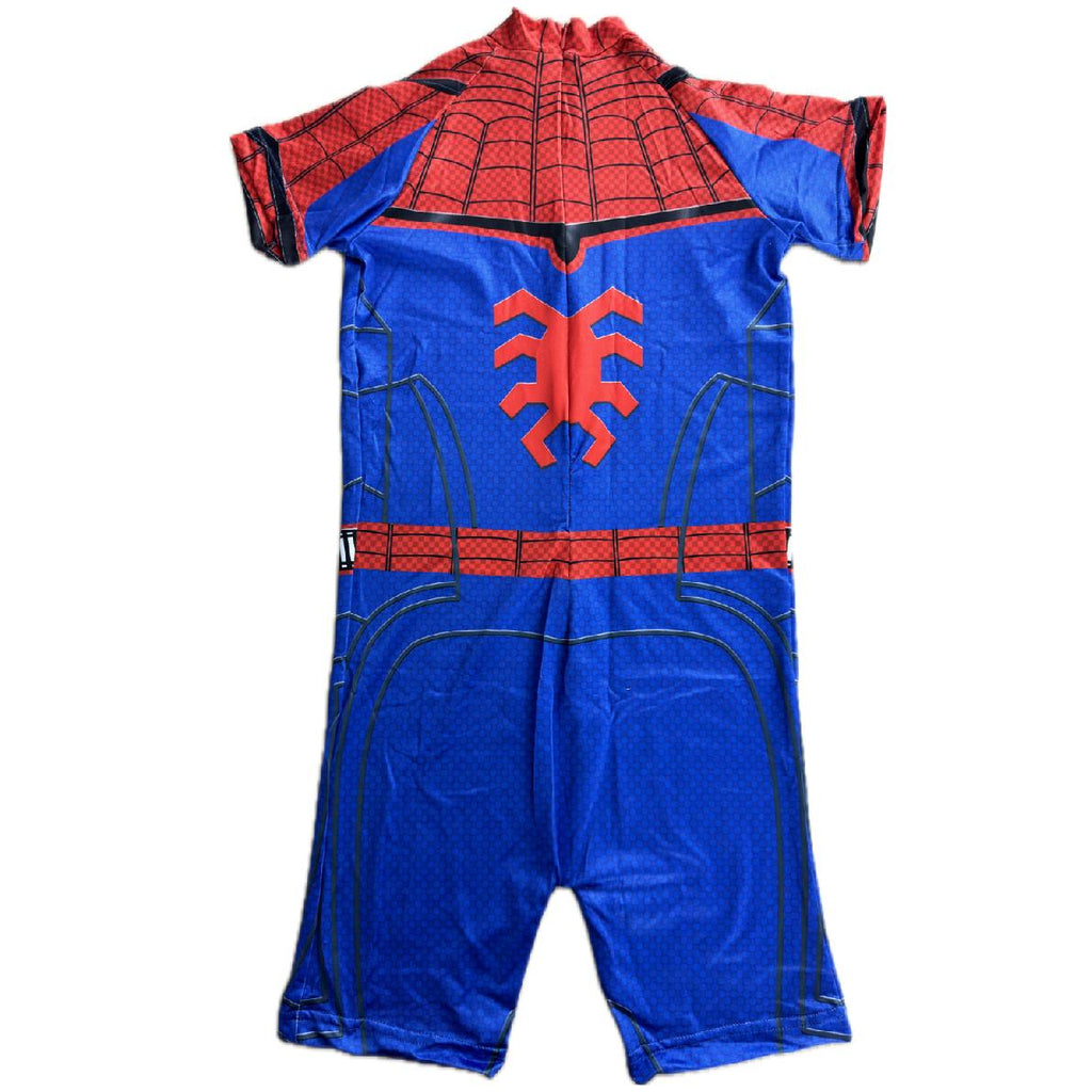 Costum de baie/inot intreg pentru copii, Spiderman, Supererou, Premium Nylon, 3-4 ani, 110 cm, Albastru/ Rosu