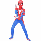 Costum Spider-man pentru Copii, O Noua Dimensiune a Elegantei Supereroice, EvrikaUnity®, Premium Lycra 3D®, 3-4 ani, 110 cm, Alb/ Albastru