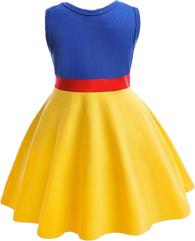 Rochie fete Printesa Alba ca Zapada, Cu Bentita, Coronita si Bagheta, EvrikaUnity®, Bumbac, 3-4 ani, 110cm, Galben/Albastru