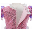 Rochie Printesa Rapunzel pentru Copii, Set cu Coronita si Accesorii, EvrikaUnity®, Tesatura premium, 6-7 ani, 140 cm, Roz / Mov Royal