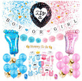 Set 79 de accesorii pentru Gender Reveal cu 39 de Baloane, Picioruse, EvrikaUnity®, Petrecere dezvaluire de gen copil, Latex, 30 photo props, Roz/ Albastru