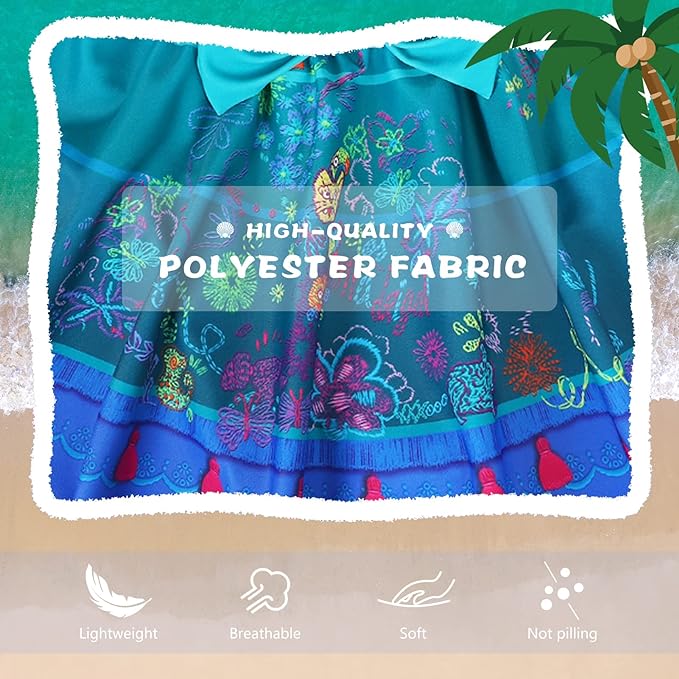 Costum de baie/inot din 2 piese pentru fete, Mirabel Encanto, Premium Nylon, 6-7 ani, 140 cm, alb/ albastru