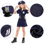 Costum de Politist Fata, Set cu Sapca, Fluier si Catuse, EvrikaUnity®, 5-6 ani, 130 cm, Bleumarin