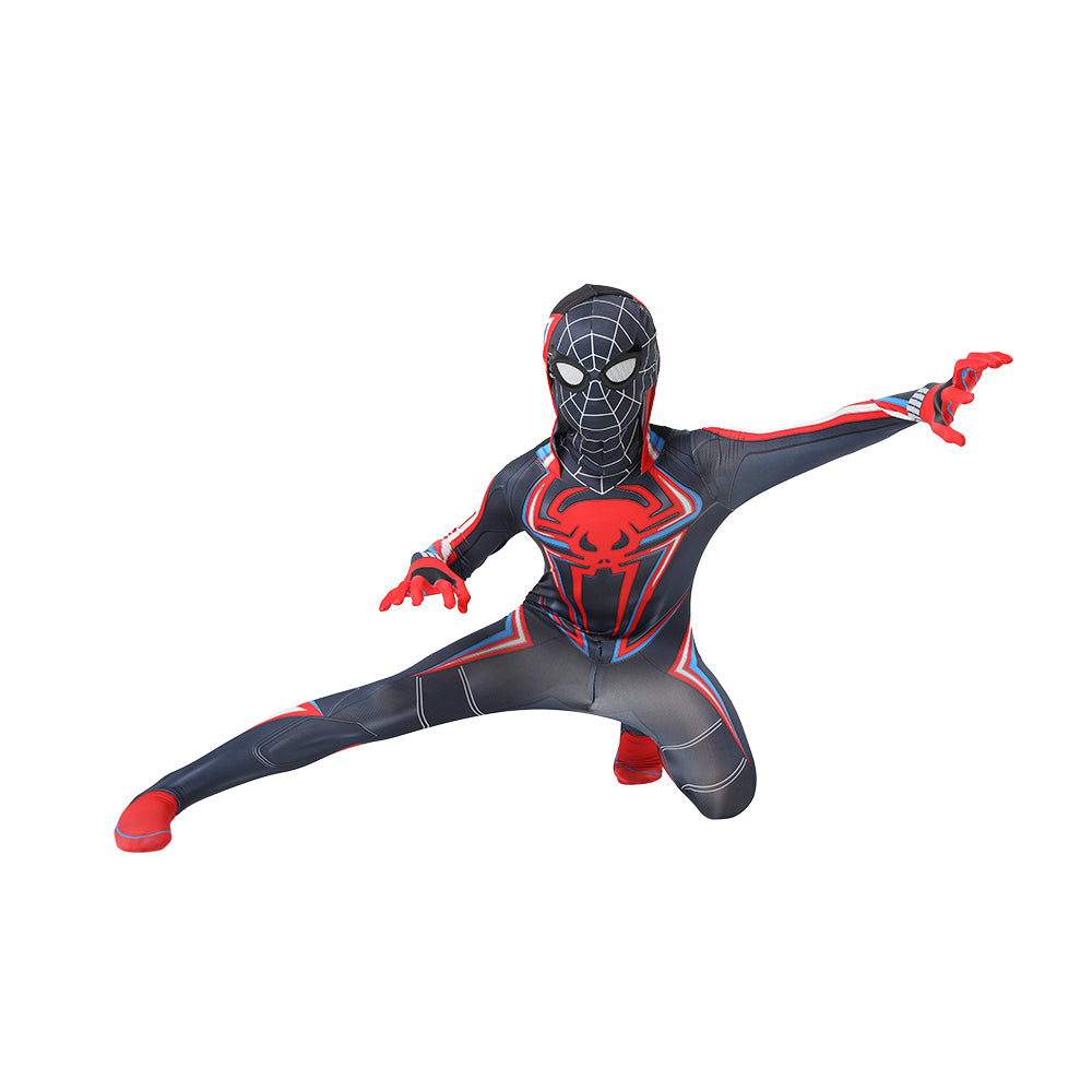 Costum Spider-man pentru Copii, Ultimate Miles Morales, EvrikaUnity®, Premium Lycra 3D®, 7-8 ani, 150 cm, Multicolor
