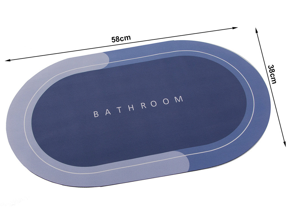 Covoras baie absorbant antiderapant, cu uscare rapida, 58 x 38 cm, model oval Bathroom