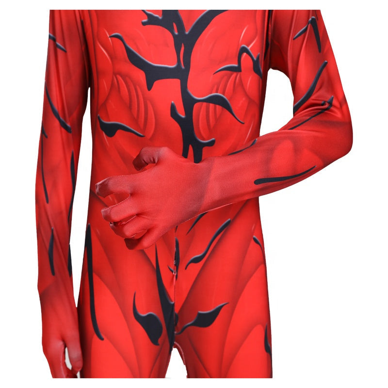 Costum Venom pentru Copii, Set cu masca, Supererou, EvrikaUnity®, Premium Lycra 3D®, 3-4 ani, 110cm, Rosu