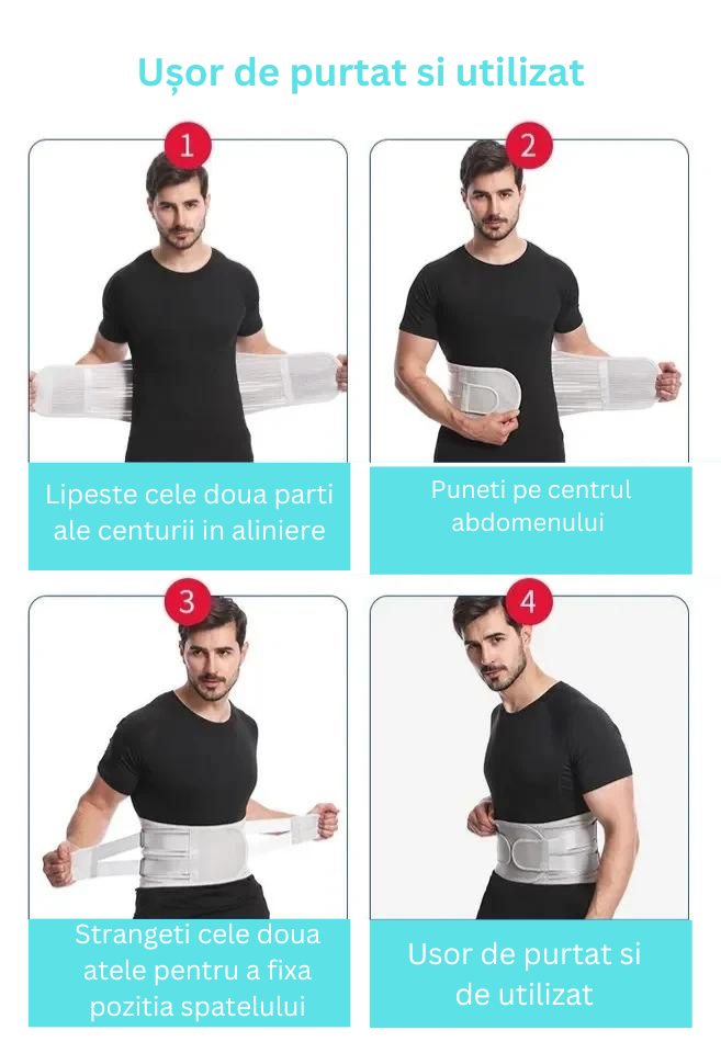 Centura Lombara Premium, Suport vertical 360°, EvrikaUnity®, Marimea XL, Talie 80-100 cm, Alb, Unisex