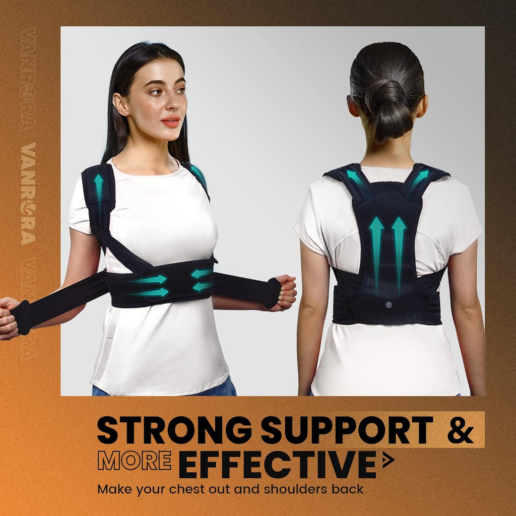 Corset Postural pentru un Spate Armonios, Premium, Suport vertical 360°, Ortopedic, Marimea L, Talie 84-94 cm, Negru, Unisex