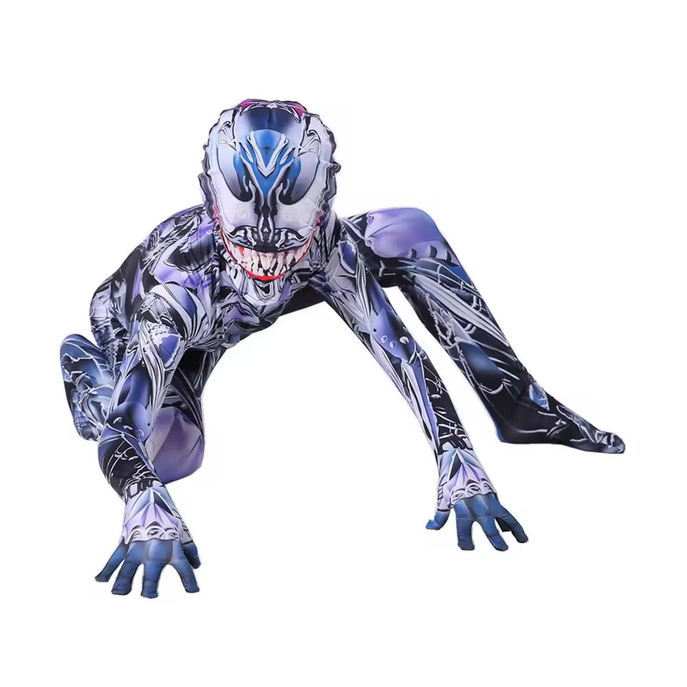 Costum Venom Extraterestru pentru Copii, Cu masca, Antierou, EvrikaUnity®, Premium Lycra 3D®, 3-4 ani, 110cm, Multicolor