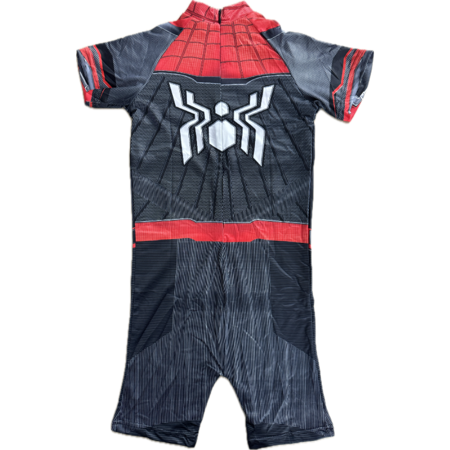 Costum de baie/inot intreg pentru copii, Spiderman, Supererou, Premium Nylon, 4-5 ani, 120 cm, Rosu/ Negru