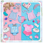 Set 79 de accesorii pentru Gender Reveal cu 39 de Baloane, Bebelusi, EvrikaUnity®, Petrecere dezvaluire de gen copil, Latex, 30 photo props, Multicolor