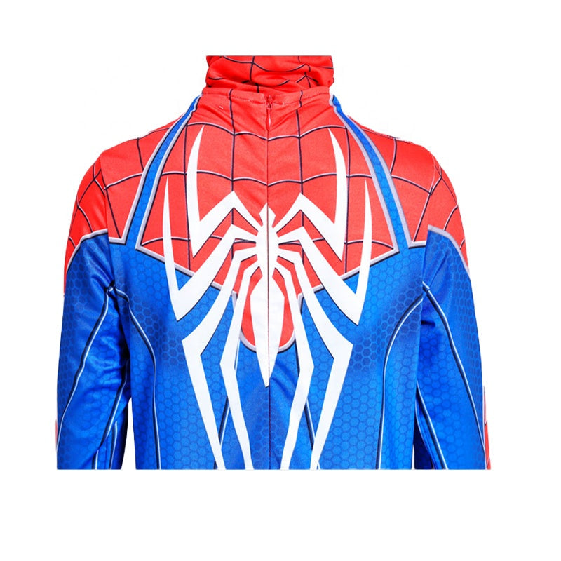 Costum Spider-man pentru Copii, O Noua Dimensiune a Elegantei Supereroice, EvrikaUnity®, Premium Lycra 3D®, 3-4 ani, 110 cm, Alb/ Albastru