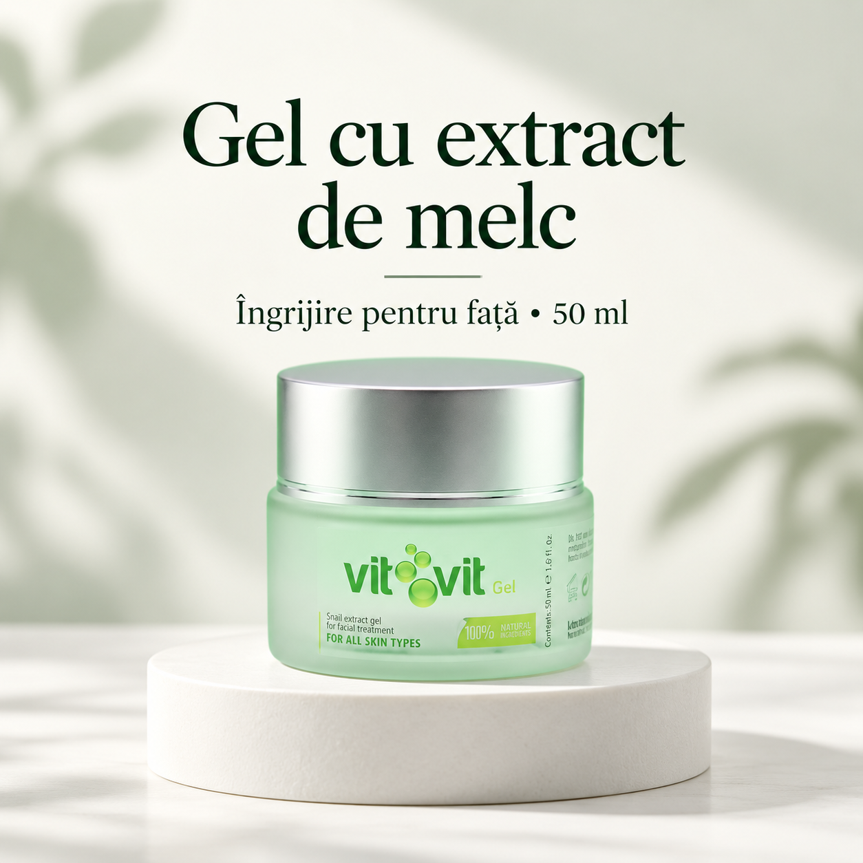 Gel față cu Extract de Melc Vit-Vit, 50 ml – prezentare