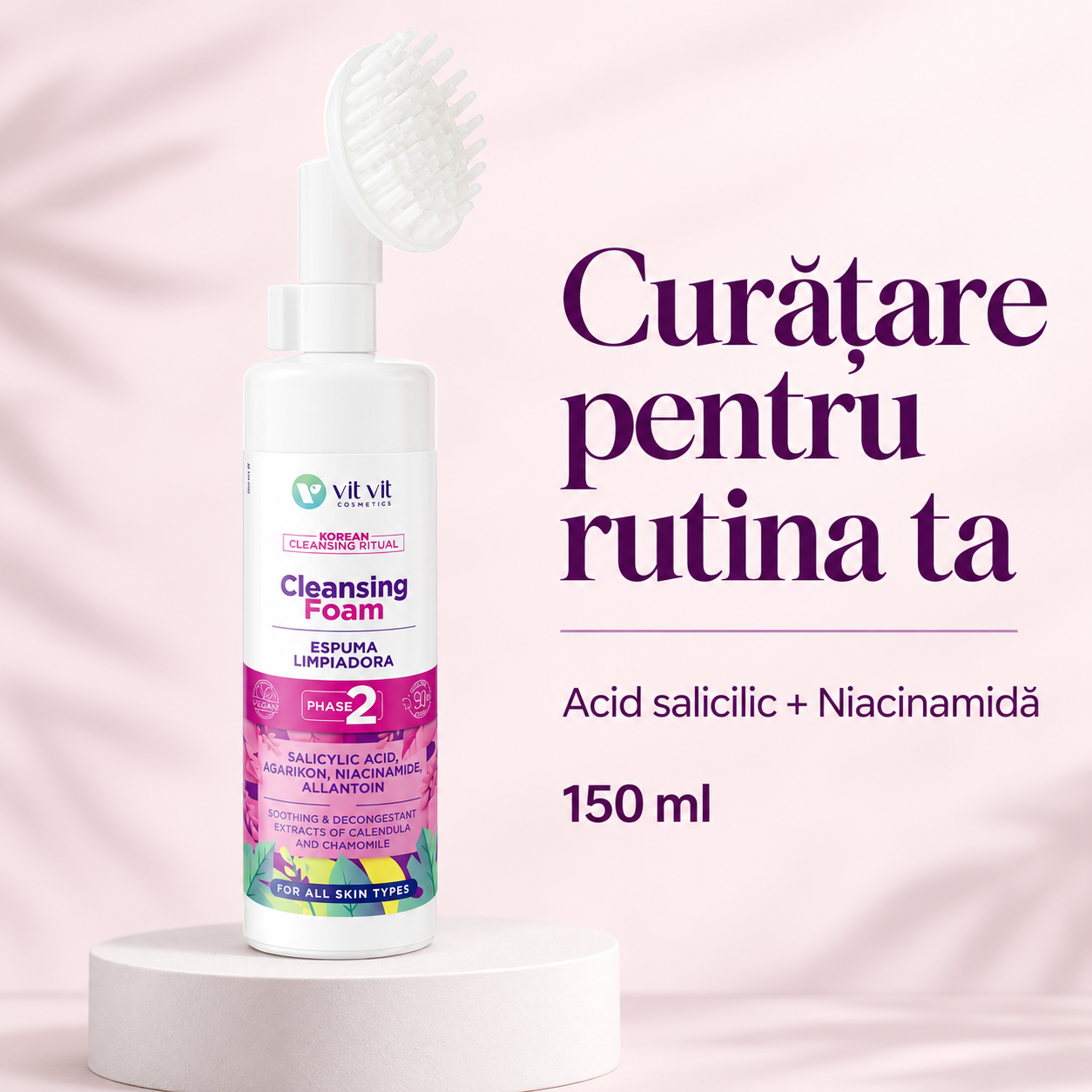 Spumă curățare Vit-Vit cu Acid Salicilic, 150 ml – prezentare